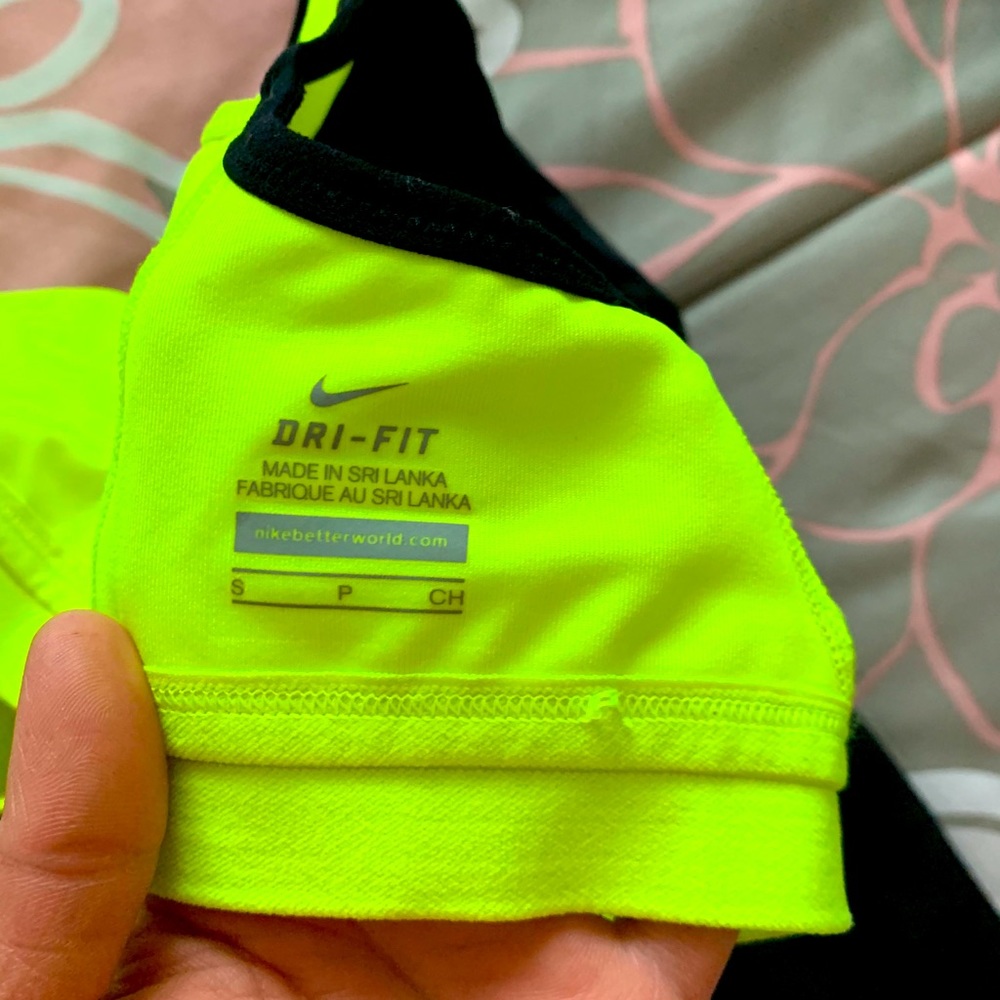 Black with neon inbuilt bra nike bodysuit